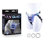 DAY-GLAD Holographic Strap-On Harness with 3 Metal Rings - Purple